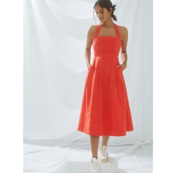 Maeve Dresses & Skirts - Maeve Anthropologie Alessandra crossback textured midi dress fit and flare boho